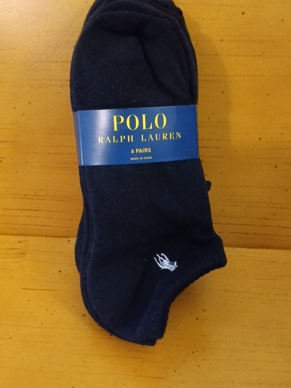 Polo by Ralph Lauren Navy No-Show Socks Black Color with White Logo (6 Pairs)